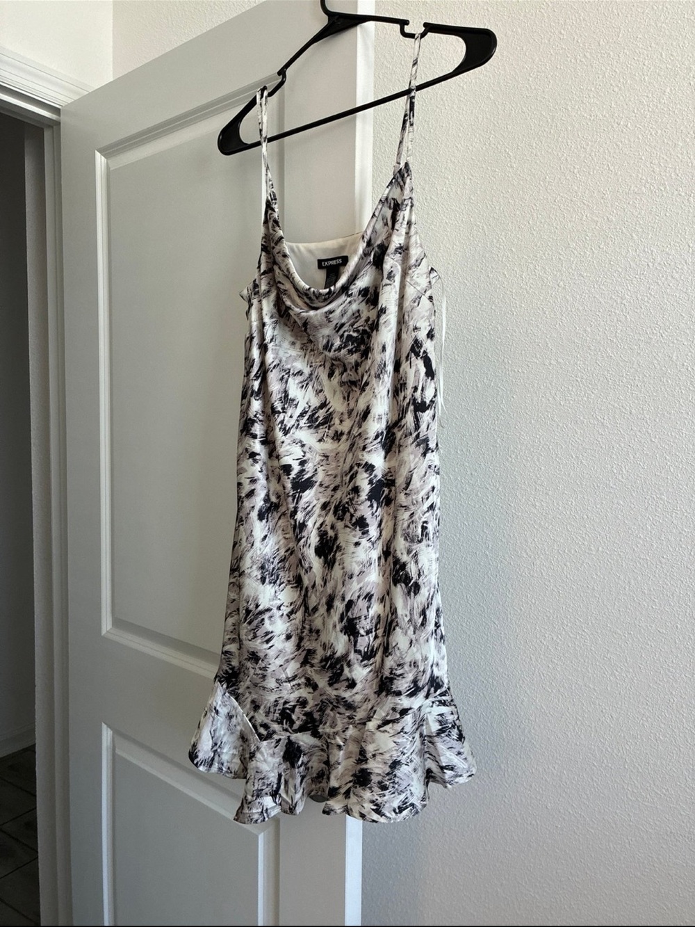 Express Black and White Printed Slip Mini Dress